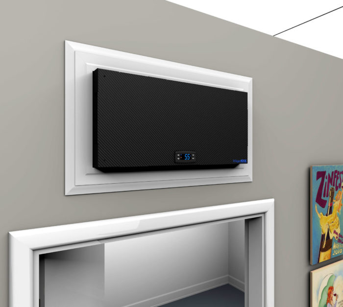 The WhisperKOOL Slimline LS Luxury Series is designed to be installed above the door to the wine cellar.